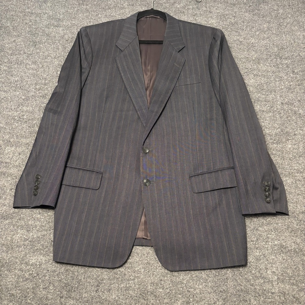 British Tailor Blazer Mens 46R Gray‎ Pinstripe Wool Ermenegildo Zegna 2 Button